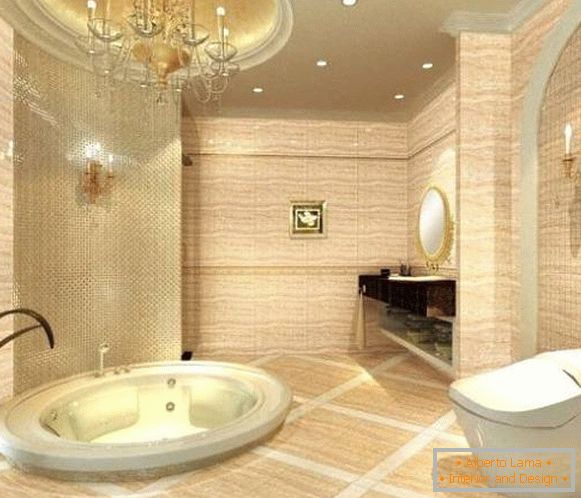 Bathroom design with glossy ceramics