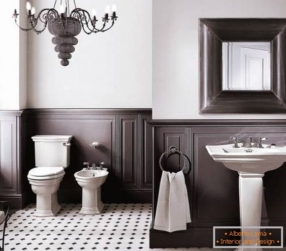 Bathroom design with wooden panels