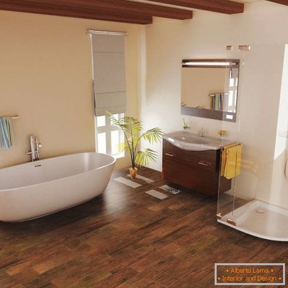 Bathroom design with tiles в виде дерева