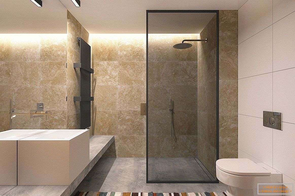 Shower cubicle with partition