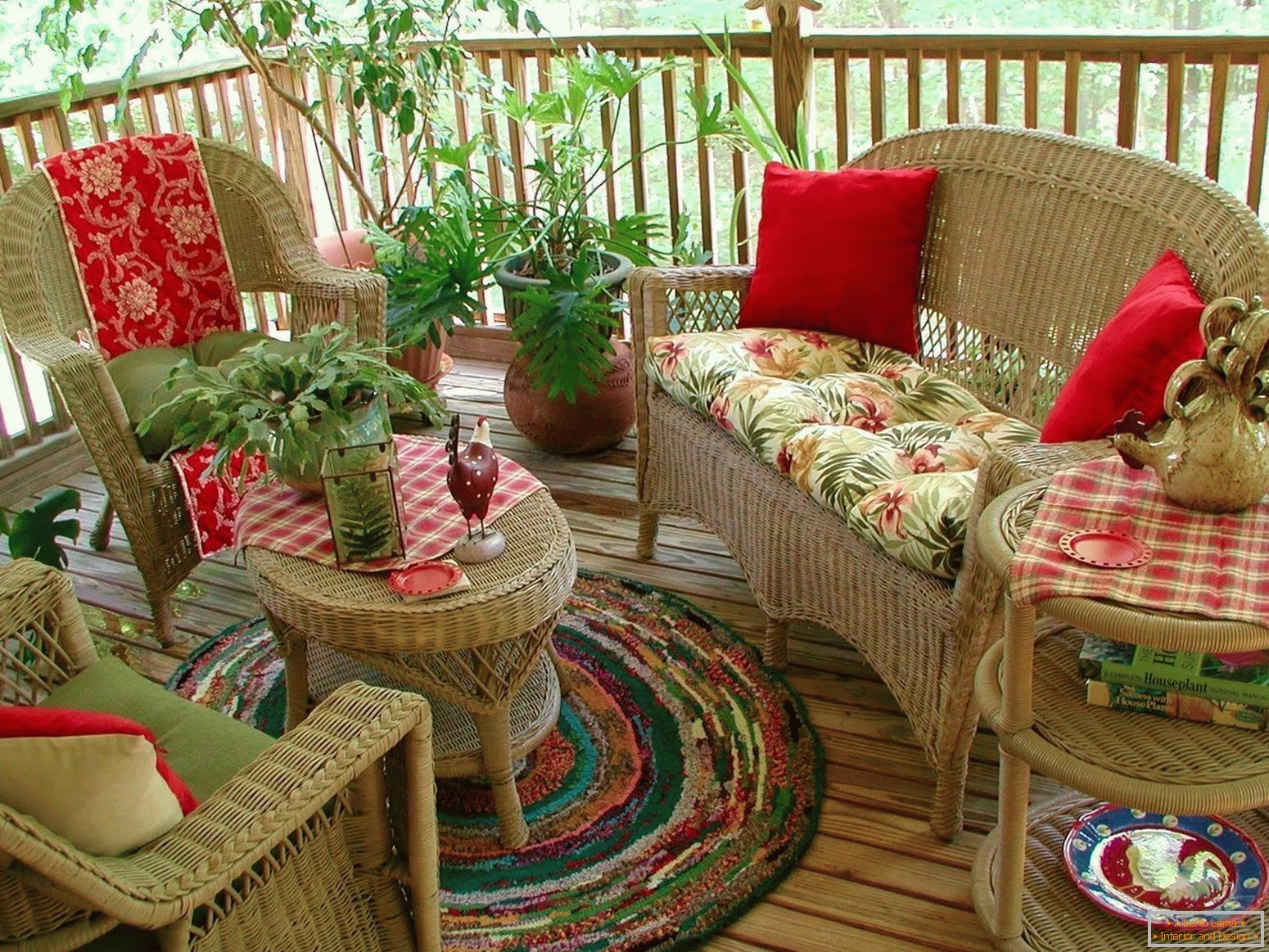 Wicker furniture on the veranda