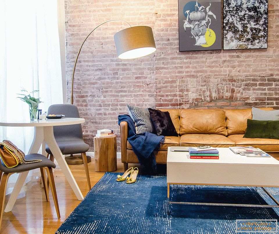 Interior of a small living room in New York City