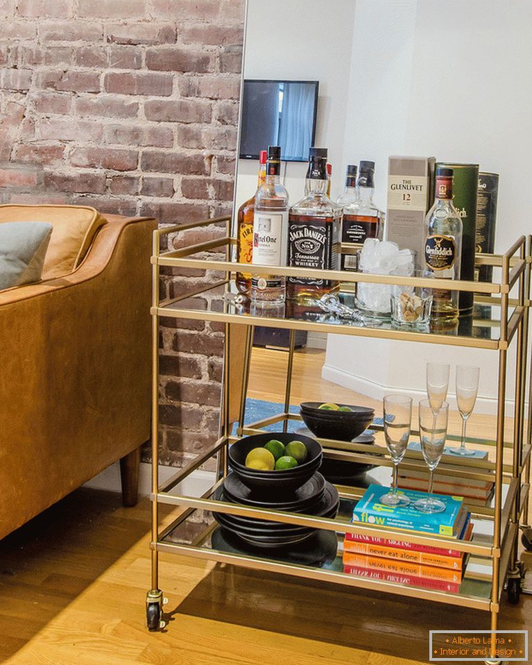 Bar table in the interior of a small living room