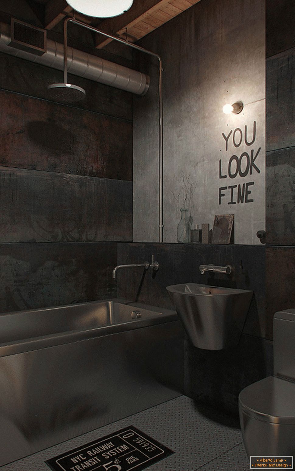 Interior of a small bathroom with a toilet