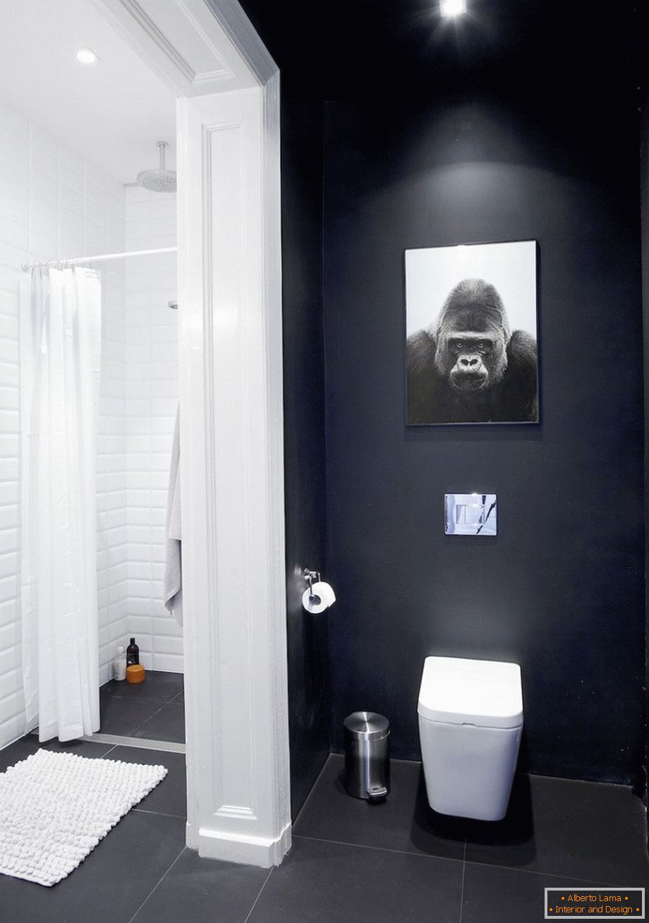 Interior of a small bathroom with a toilet