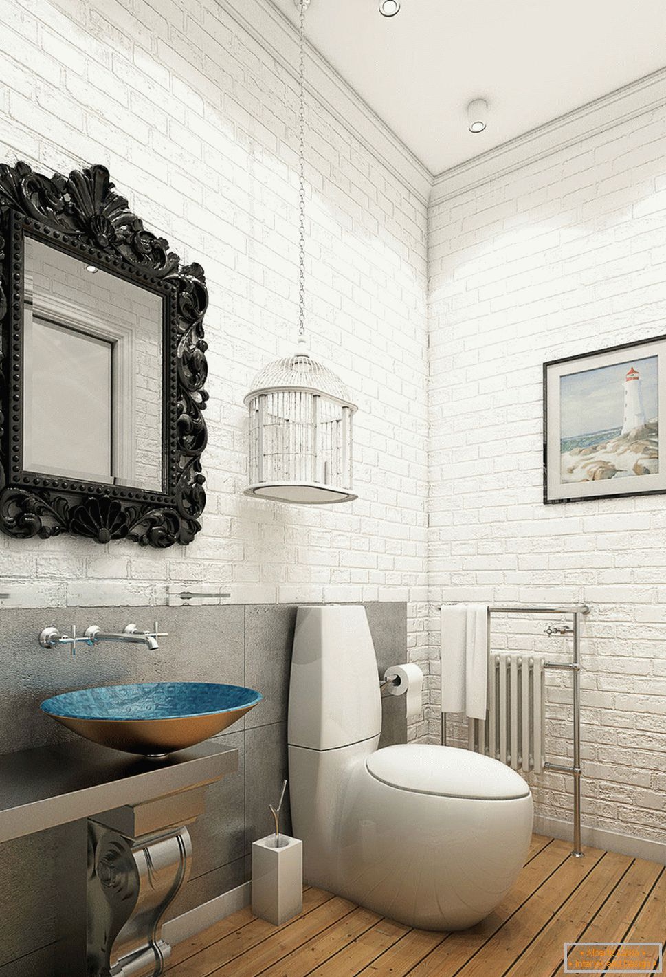 Interior of a small bathroom with a toilet