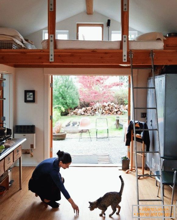 Entrance hall in the house from the garage