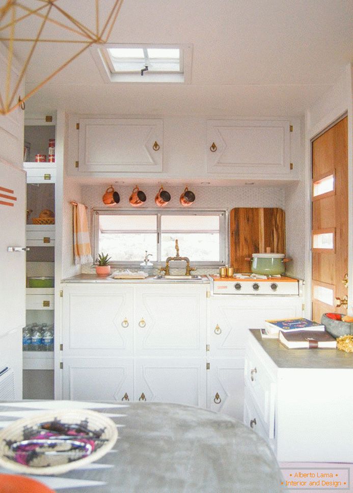 Kitchen in a small house on wheels