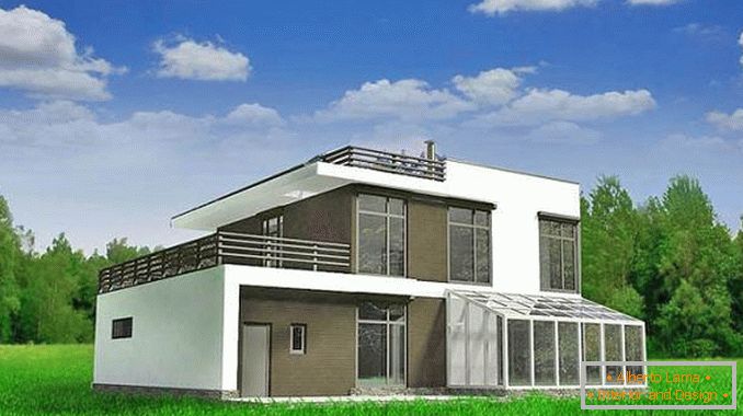 projects of two-storey houses with a flat roof