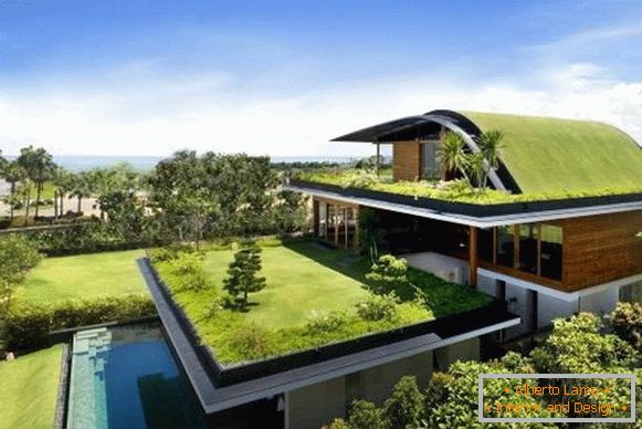 Beautiful houses in the style of high-tech and eco