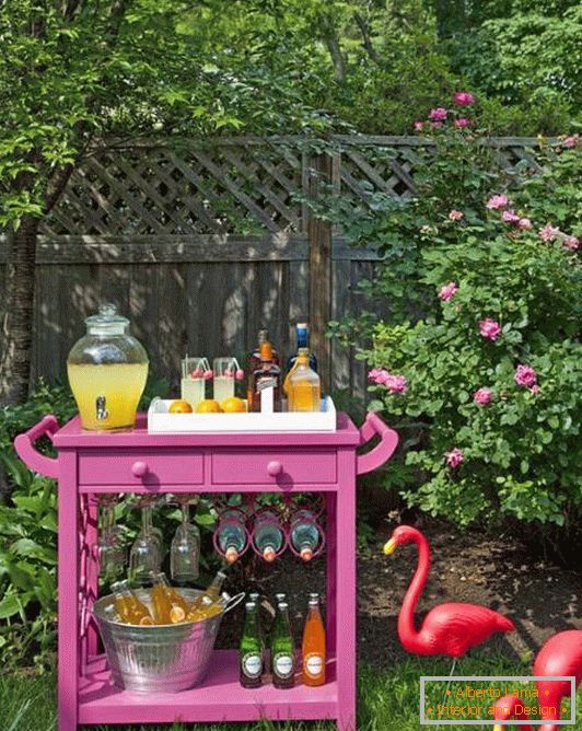 Old desk-curbstone as a mini-bar