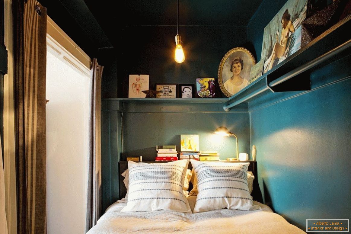 Small bedroom in dark color