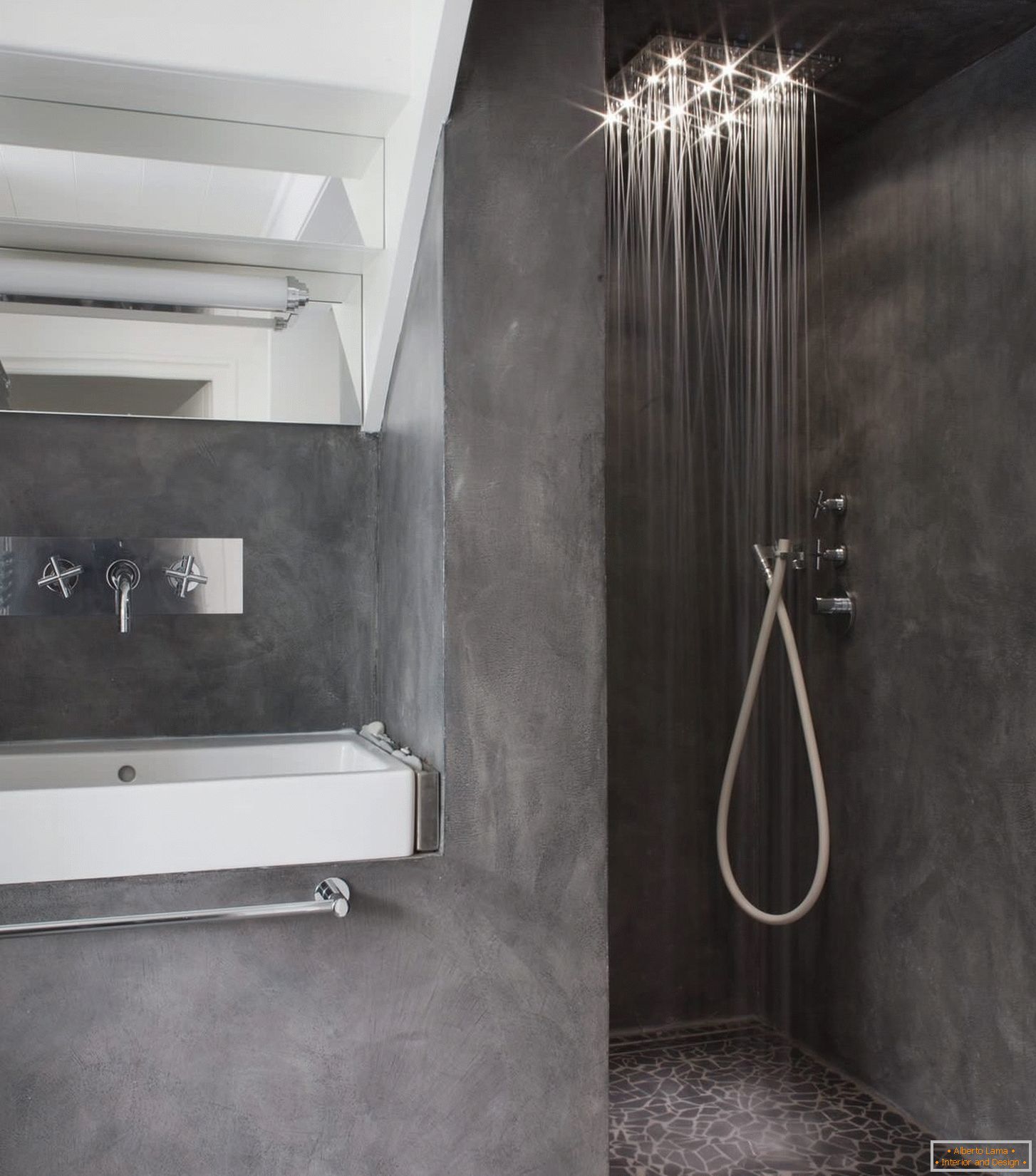 Shades of black in the design of the bathroom