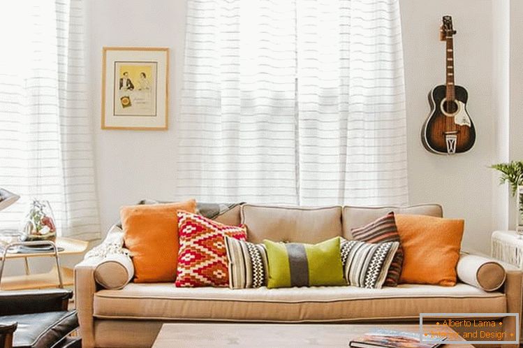 Cozy interior of the apartment in bright colors