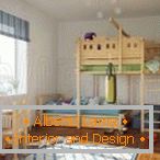 Children's room with furniture made of wood