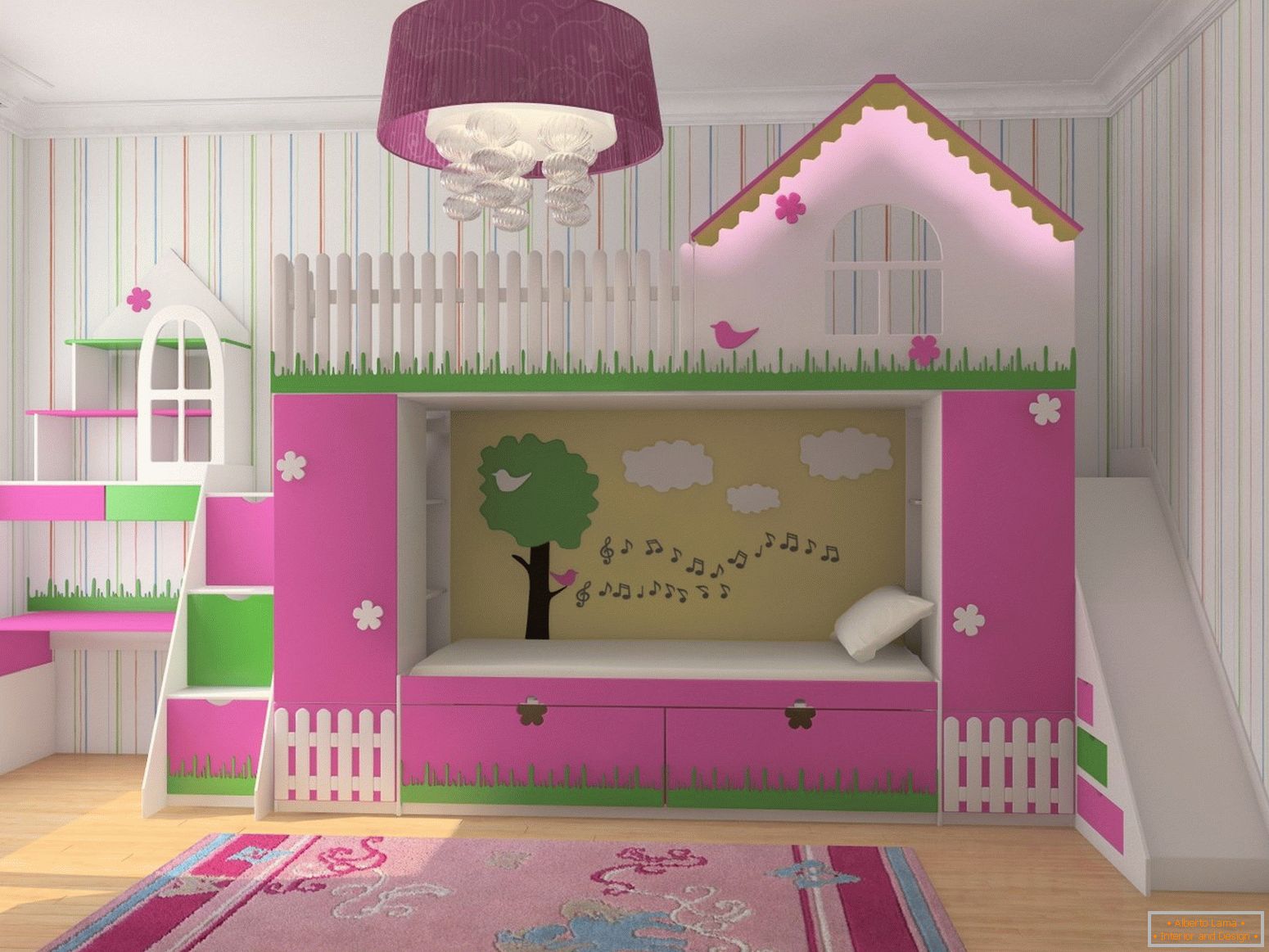 Bunk bed in a romantic style