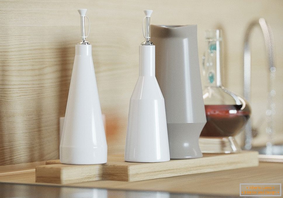 Kitchen accessories in the interior of a small apartment
