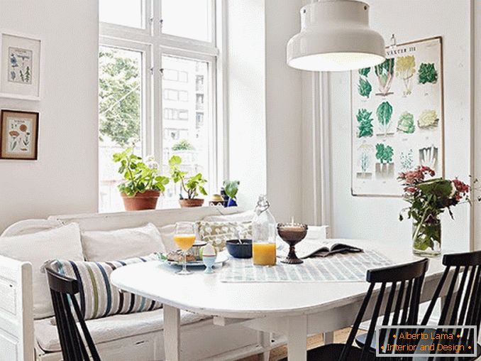 Dining room in white color