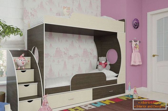 The young lady's children's room is decorated with Wenge furniture.