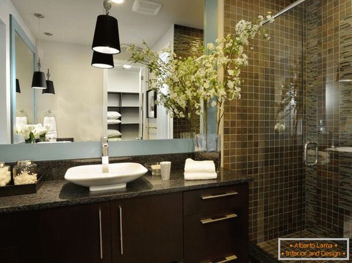 Wenge furniture for the bathroom in the Art Nouveau style.