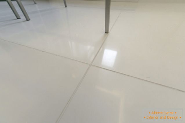White floor tiles