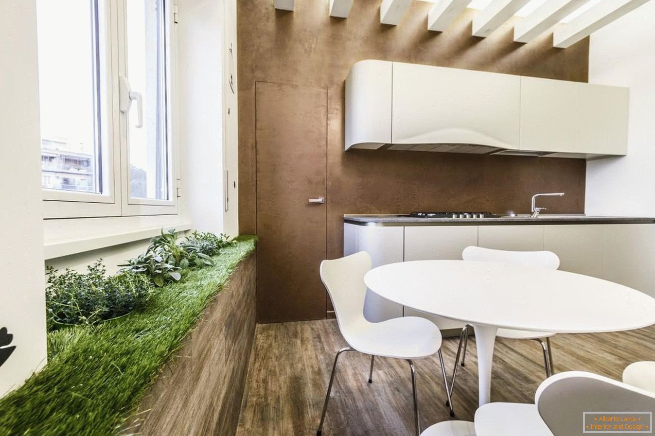 Green area in the kitchen for eco-style