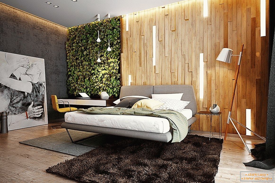Growing flowers on the wall in an eco-style interior