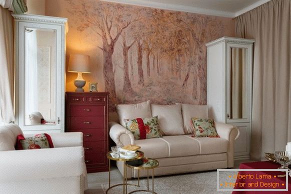 Apartment design 18 m in classical style фото