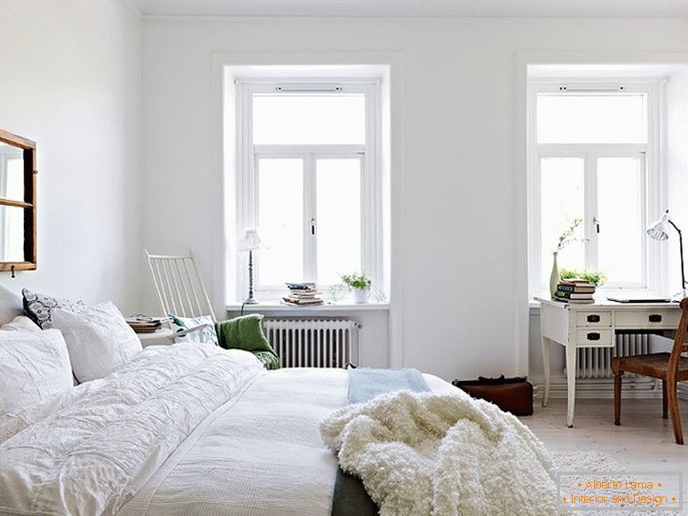 Interior of a modern bedroom apartment in Sweden