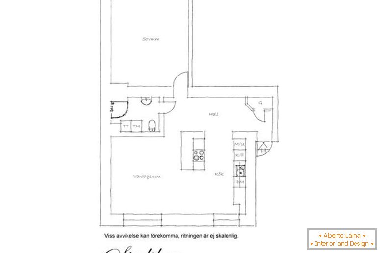 The plan of a modern apartment in Sweden