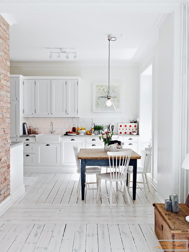 Interior of a modern dining room apartment in Sweden