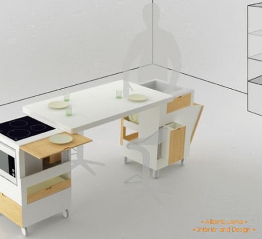 Interior of functional ergonomic kitchen