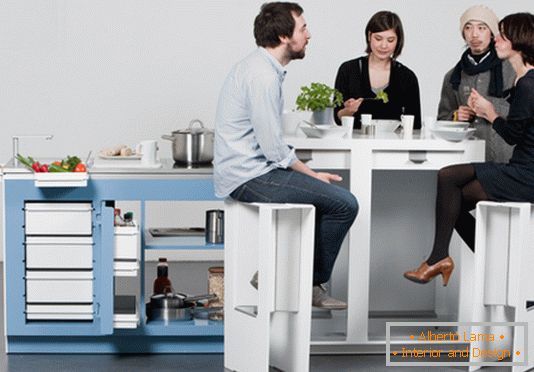 Interior of functional ergonomic kitchen