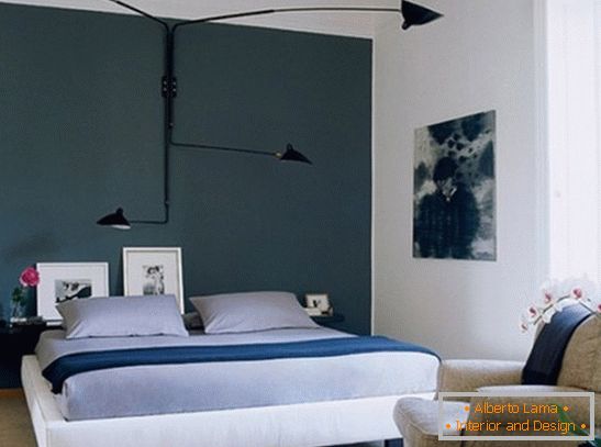 Bedroom in cold colors