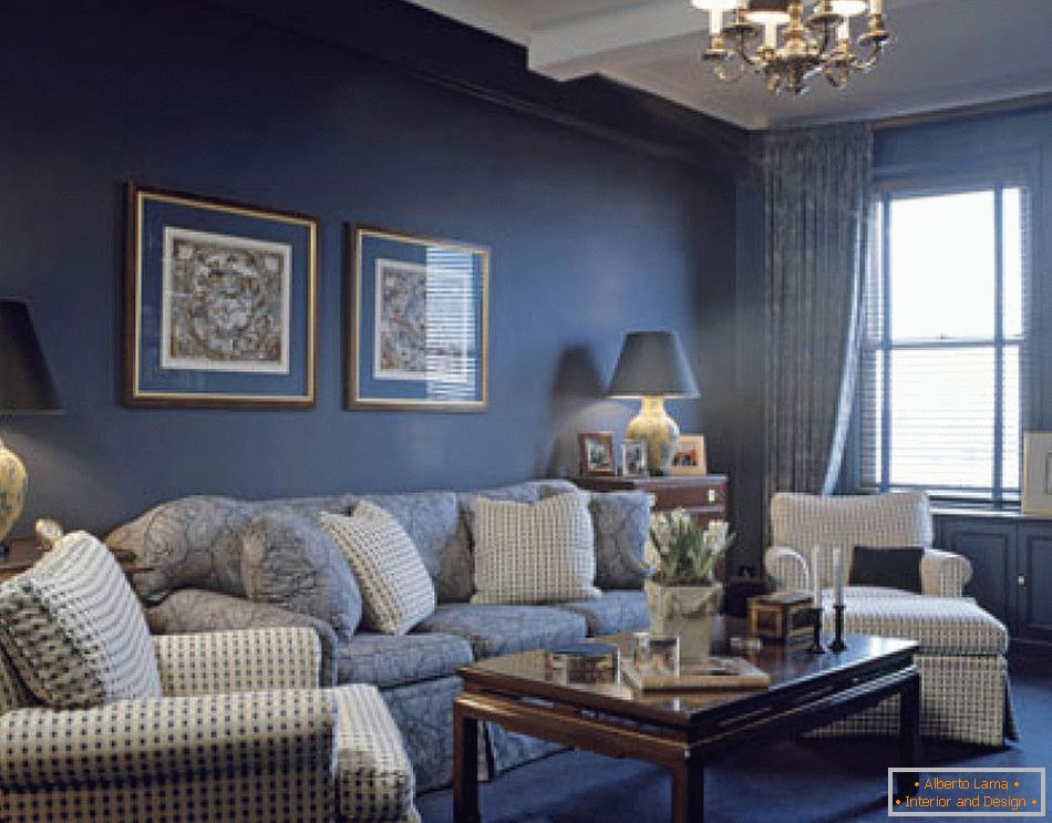 Living room in cold colors