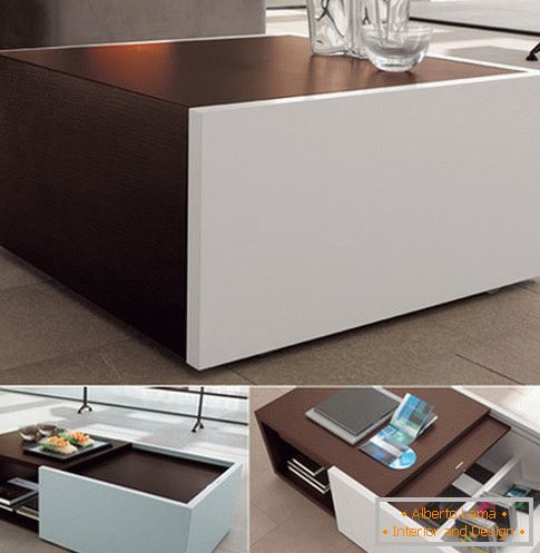 Square sliding coffee table