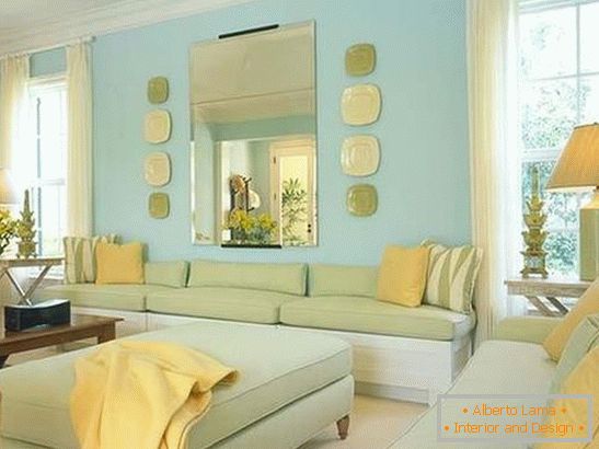 Living room in cold colors