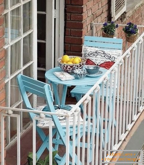 Folding furniture on a small balcony