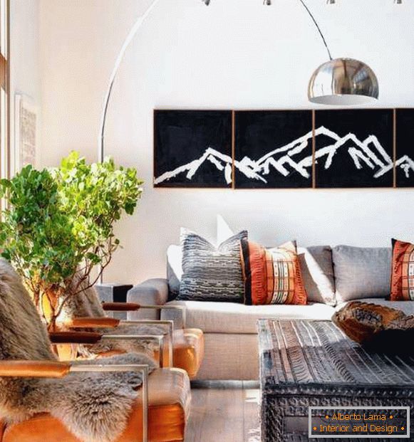 Ethnic style in the interior of the living room