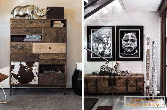 African furniture and ethnic decor in the design of the house