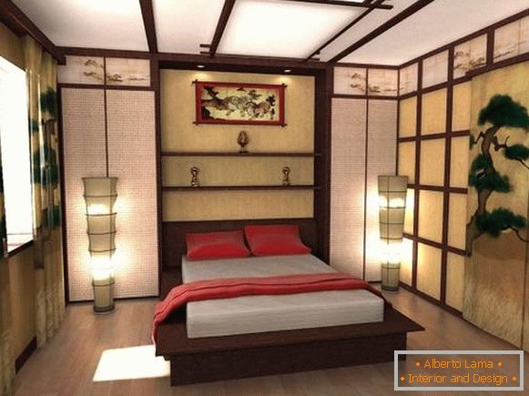 Japanese ethnic style in the interior - photo bedroom
