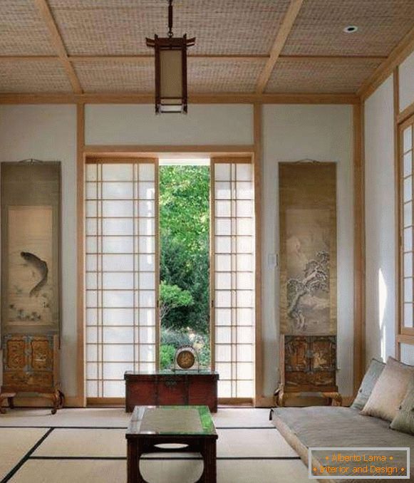 Exotic design of interiors in the ethnic style of Japan