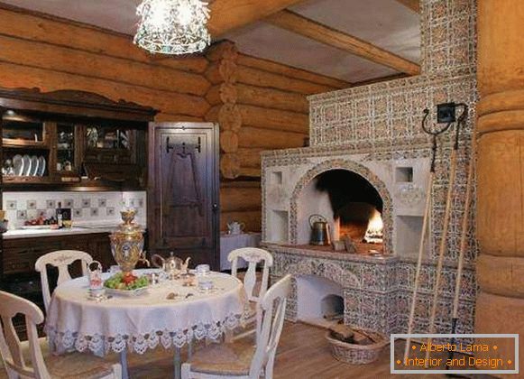 Russian ethnic style in the interior - photo in a private house