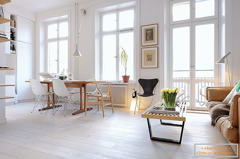 Dining room of luxury small apartments in Sweden