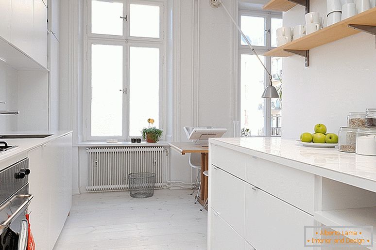 Kitchen of luxury small apartments in Sweden