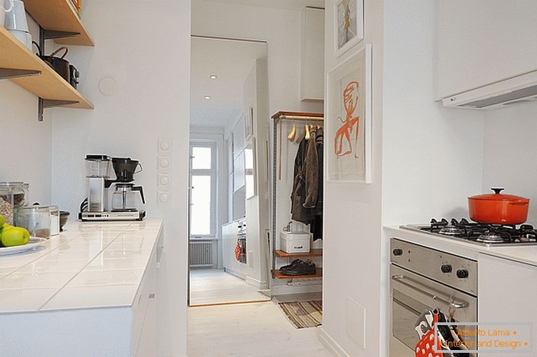 Kitchen of luxury small apartments in Sweden