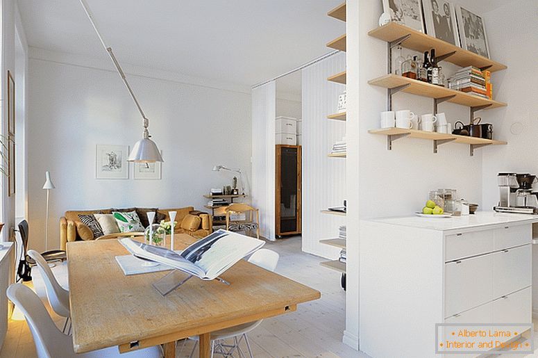 Dining room of luxury small apartments in Sweden