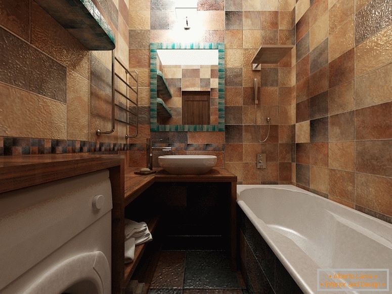 Stylish bathroom in bronze color