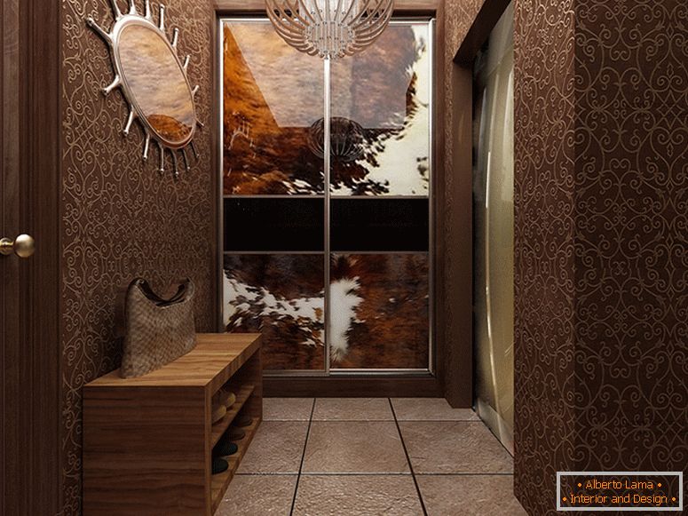 Stylish hall in brown color