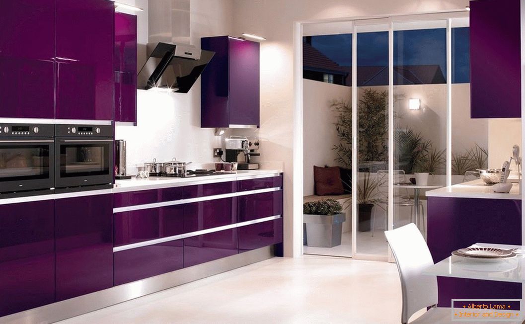 Design of violet kitchen со шкафом-купе